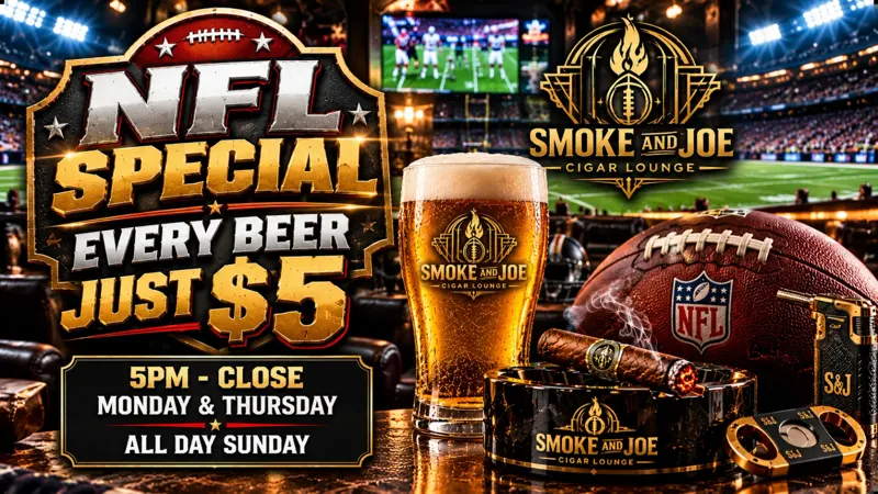 NFL: every beer just $5, Monday and Thursday 5 PM to close, all day Sunday